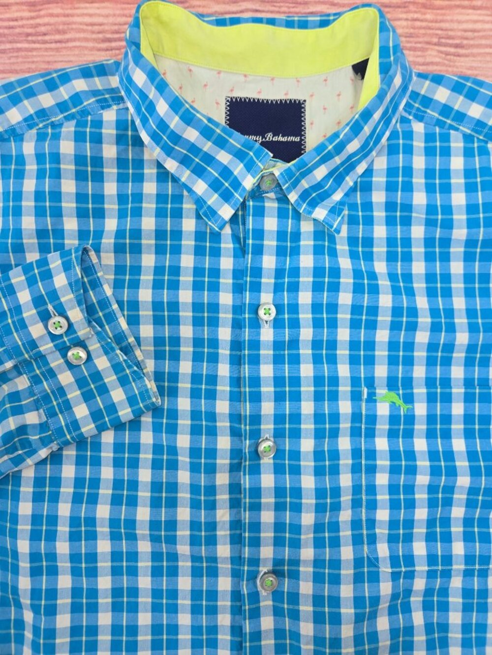 Tommy Bahama Mens Blue Check Long Sleeve Shirt Large